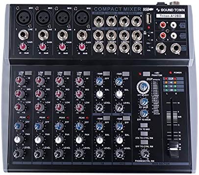 Sound Town Professional 12-Channel Audio Mixer with USB Interface Bluetooth and DSP TRITON-A12BD