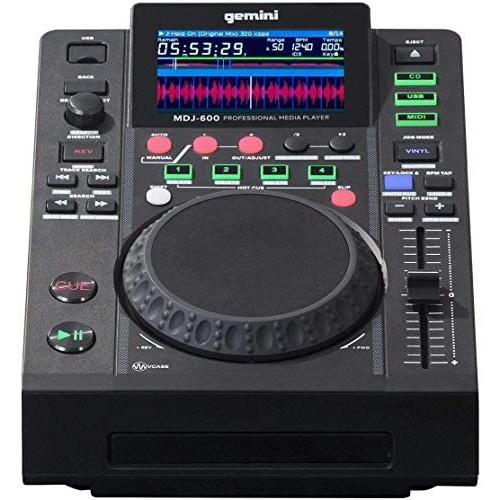 Gemini Sound MDJ-500 Professional Audio DJ Media Player with 4.3 Inch Full Color Display Screen, 5 Jog Wheel and Programmable Hot Cues MIDI Controller Mixer Turntable