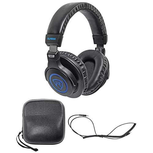 Rockville DJ1500 DJ Headphones w/ Detachable Coil Cable, Case+Extra Ear Pad