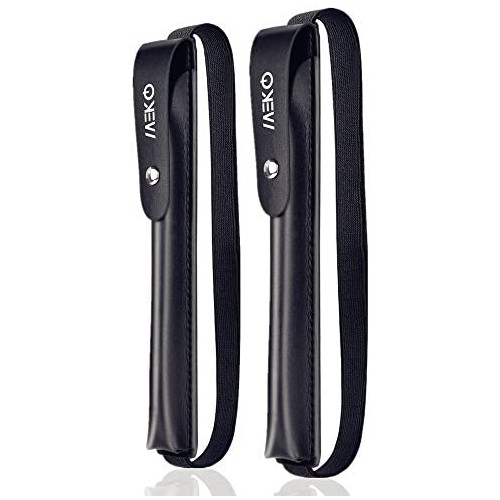 Meko 2Packs Stylus Pen Case Holder Sleeves for Apple Pencil(1st and 2nd Gen), Premium Genuine Leather Case Pouch Built-in Elastic Band for Stylus Pens - Black/Black