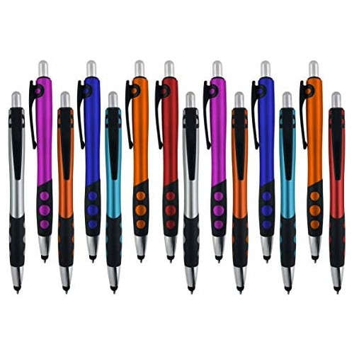 Stylus pen for touch screen devices with Ball Point Penfor Universal Touch Screen Devices for phones IpadsTablets iphone Samsung Galaxy etcAssorted Colors 14 Pack