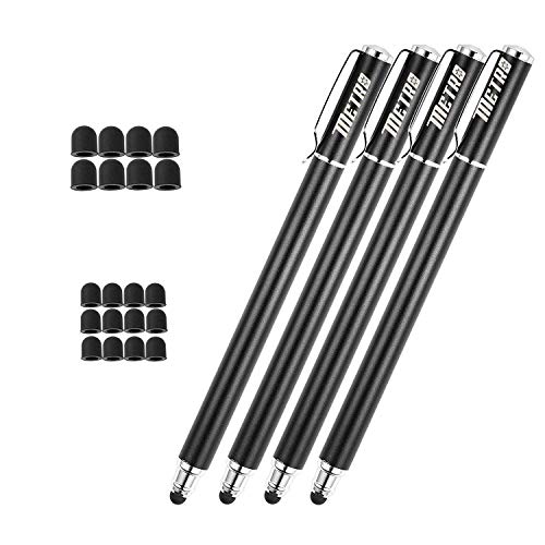 Capacitive Stylus Pens, Rubber Tips 2-in-1 Series, High Sensitivity & Precision styli Pens for Touch Screens Devices (4*Black)