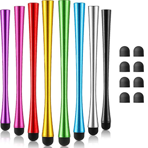 8 Pieces Slim Waist Stylus with 8 mm Fiber Tips Stylus Pens Capacitive Stylus for Touch Screens Devices Compatible with iPhone iPad Tablet 8 Colors