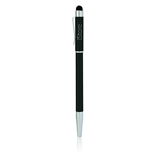 iStore Duo Mini Stylus with Integrated Twist Pen, Optimized Compression Tip for Gaming, Typing, Drawing and More, Black/Silver (AMM151CAI)
