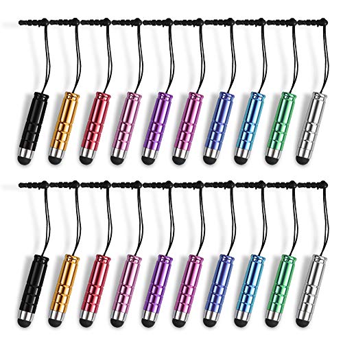 homEdge Universal Stylus Pen in Bulk, Set of 20 Packs Portable Stylus Pens with 3.5mm Jack, Compatible with All Device with Capacitive Touch Screen &ndash 10 Color