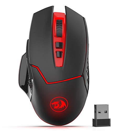 Redargon M690-1 Wireless Gaming Mouse with DPI Shifting 2 Side Buttons 2400 DPI Ergonomic Design 8 Buttons-Black