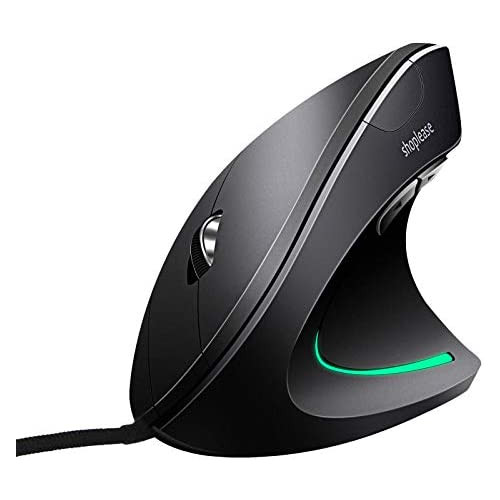 Wired Vertical Mouse Optical Ergonomic Mouse with 4 Adjustable DPI 800/1200/2000/3200 6 Buttons USB Computer Mouse with 4 Colors LED Light