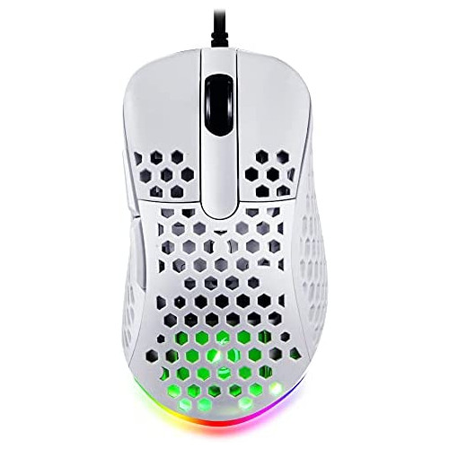 Lightweight Gaming Mouse, Honeycomb Design RGB Backlit Support Custom Buttons Maximum Support 12000DPI (Black)