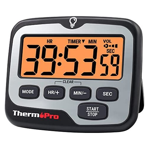 ThermoPro TM01 Digital Kitchen Timer with Touchable Backlit and Count up Countdown Timer Loud Ring Magnetic Classroom Timer for Kids Teachers