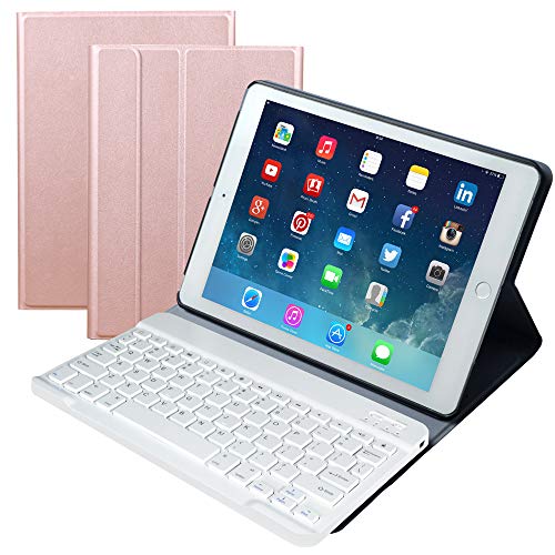 iPad 10.2 8th 2020/7th Gen 2019 Keyboard Case, Eoso Detachable Keyboard Slim Leather Folio Smart Cover for iPad 10.2 Inch/iPad Air 3 10.5(3rd Gen)/iPad Pro 10.5 inch (for iPad 10.2/10.5, Rose Gold)