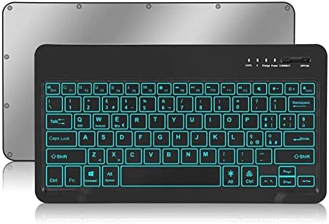 Galaxy Tab S8+/S8 Plus/S7 FE/S7+/S7 Plus Keyboard, JADEMALL 7-Color Backlight Wireless Bluetooth Detachable Tablet Keyboard (1102QCB)