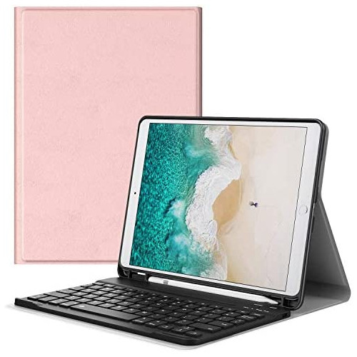 MoKo Keyboard Case Fit New iPad Air (3rd Generation) 10.5 2019/iPad Pro 10.5 2017 with Pencil Holder - Wireless Keyboard Cover Case for iPad Air 2019/iPad Pro 10.5 2017, Rose Gold