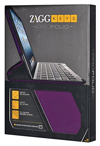 Zaggkeys Profolio Bluetooth Keyboard Case for iPad 2nd 3rd and 4th Generation (Purple)