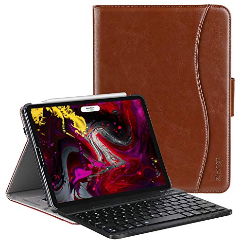 ZtotopCase Keyboard Case for New iPad Air 10.9 4th Generation 2020, Leather Folio Smart Cover with Detachable Wireless Bluetooth Keyboard & Pencil Holder, Brown
