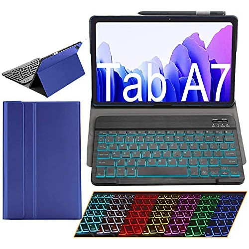 Samsung Galaxy Tab A7 Case with Keyboard Ultra-Thin PU Leather Slim Folio Stand Cover Removable Wireless Bluetooth Backlit Keyboard for 2020 Galaxy Tab A7 10.4 SM-T500/T505/T507 (Black)