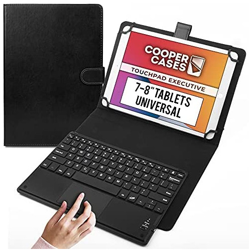 태블릿 키보드 Cooper Touchpad Executive Multi-Touch Mouse Keyboard case for 7 to 8" Tablets Android Windows Bluetooth Soft Leather 100hr Battery Black