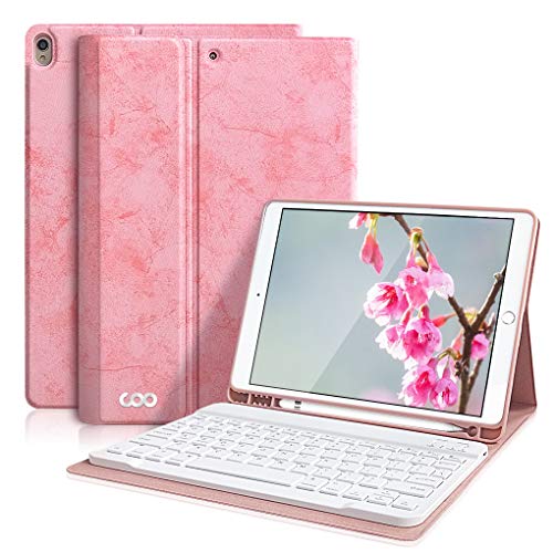 iPad Pro 10.5 Keyboard Case for iPad Air 3 10.5 2019 (3rd Gen)/iPad Pro 10.5 2017- Detachable Wireless Bluetooth Keyboard, Magnetic Smart Cover with Built-in Pencil Holder (Pink)