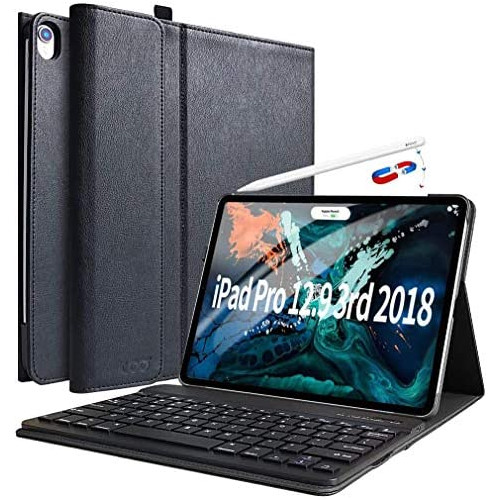 iPad Pro 12.9 Case with Keyboard 2018 3rd Gen- COO Wireless BT Detachable Keyboard - Magnetic Leather Case Cover with Apple Sleep/Wake - Thin & Light - Not for 2017/2015 Released 12.9 iPad