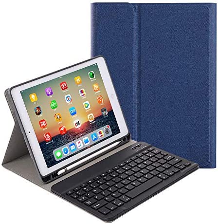 For Newest iPad 9th Gen(2021)/7th 8th Generation 10.2 inch Keyboard Case, Slim Folio Cover Removable Detachable Wireless Bluetooth Keyboard with Apple Pencil Holder for iPad 10.2(Blue)