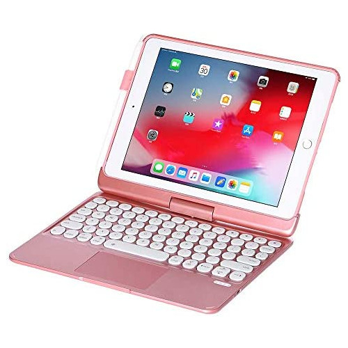 태블릿 키보드 I.N.I iPad Keyboard Case for iPad 2018 6th Gen - iPad 2017 5th Gen - iPad Pro 9.7 - iPad Air 2&1-360 Rotatable - Wireless/BT - Backlit 7 Colors - iPad Case with Keyboard for iPad OS 9.7 Black