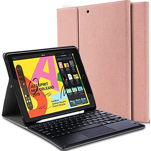 태블릿 키보드 Ferilinso Bluetooth Case for iPad 10.2 2019 Keyboard Case iPad 7th GenerationDetachable Wireless Keyboard Leather Case with Pencil Holder Cover Auto Wake/Sleep Case-Rose Gold