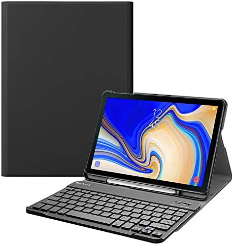 Fintie Keyboard Case for Samsung Galaxy Tab S4 10.5 2018 Model SM-T830/T835/T837, Slim Shell Lightweight Stand Cover with Detachable Wireless Bluetooth Keyboard, Black