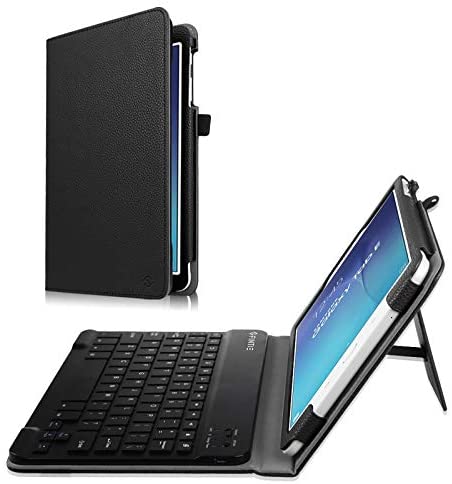 Fintie Keyboard Case for Samsung Galaxy Tab E 9.6 - Slim Fit PU Leather Stand Cover with Premium Quality [All-ABS Hard Material] Removable Wireless [Long Life Battery] Bluetooth Keyboard, Black