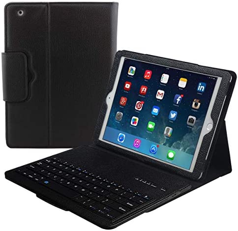 Eoso Keyboard Case for Apple iPad 4th Gen 2012, iPad 3rd Gen 2012, iPad 2 2011 Folding Leather Folio Cover with Removable Bluetooth Keyboard for (Old Model) iPad 2/3/4 (Black)
