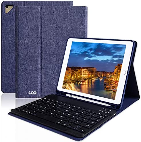 iPad Keyboard Case 6th Gen for 9.7 iPad Pro 2018/2017 (5th Gen), iPad Air 2/Air, Wireless Bluetooth Detachable Protective Cover with Pencil Holder, Smart Auto Sleep-Wake (Sky Blue)