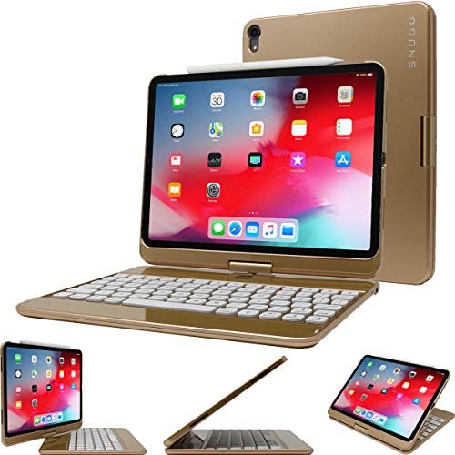 Snugg iPad Pro 12.9 Case with Keyboard (2018-3rd Gen) - Wireless Backlit Bluetooth Keyboard Cover - 360° Degree Rotatable Keyboard for Apple iPad Pro 12.9 Keyboard (2018) - Black