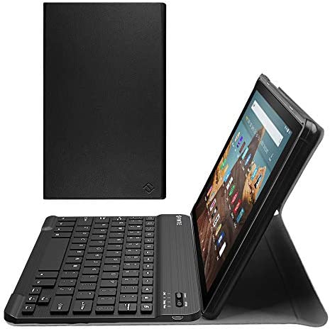 Fintie Keyboard Case for Fire HD 10 (Compatible with 7th and 9th Generations, 2017 and 2019 Releases), Slim Lightweight Stand Cover with Detachable Wireless Bluetooth Keyboard, Black