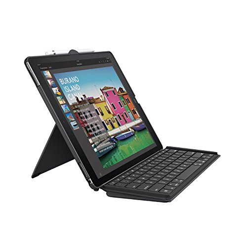 Logitech iPad Pro 12.9 inch Keyboard Case | SLIM COMBO with Detachable, Backlit, Wireless Keyboard and Smart Connector (Black) (Renewed)