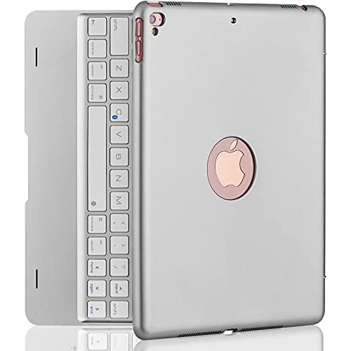 iPad Keyboard Case for iPad Pro 9.7 inch, New 2018 iPad, 2017 iPad, iPad Air 1 and 2 Bluetooth Keyboard with 130° Smart Folio Hard Back Cover, Ultra Slim, Auto Wake and Sleep - Rose Gold
