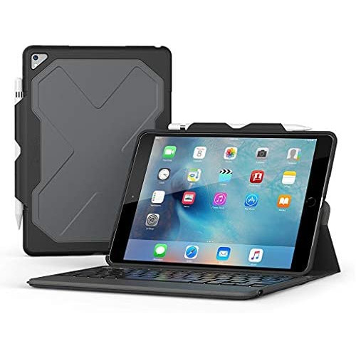 ZAGG Rugged Messenger Detachable Case and Keyboard for iPad 9.7 (5th & 6th Gen), Adjustable Kickstand, Multi-Device Bluetooth Pairing, Backlit Keyboard, Durable