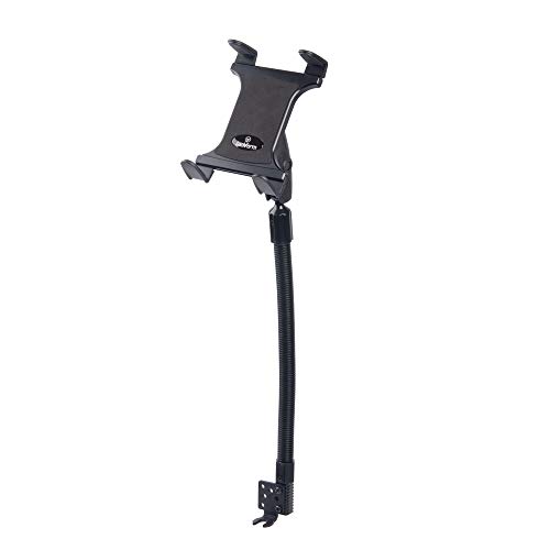 TACKFORM Tablet Mount for Car or Truck Seat Rail Mount with 22 Reach - 18 Aluminum Rod Gooseneck and 3.75 Arm Device Holder for Van, Car or Truck. Compatible With iPad, Galaxy, Surface Pro and more