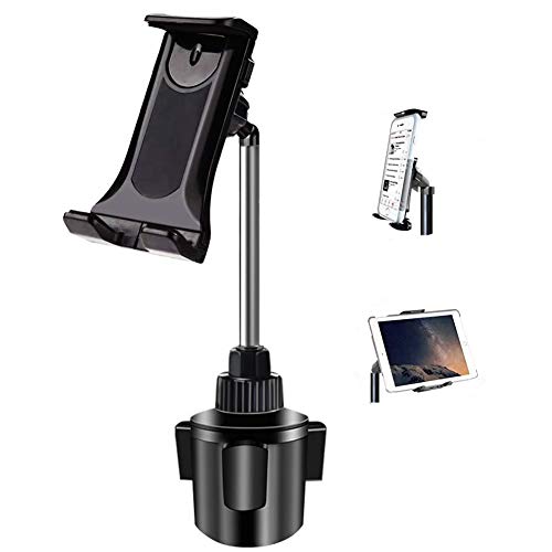 Cup Holder Tablet Mount, NeotrixQI 2-in-1 Tablet and Smartphone Adjustable Swing Cradle with Extended Cup Car Mount Holder Compatible with Apple iPad iPhone Samsung Galaxy Z Fold 3