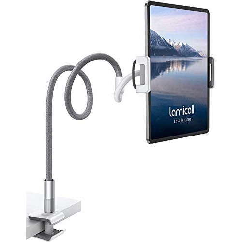 태블릿거치대 Gooseneck Tablet Holder Lamicall Tablet Stand Flexible Arm Clip Tablet Mount Compatible with iPad Mini Pro Air Nintendo Switch Samsung Galaxy Tabs More 4.7-10.5 Devices - Gray