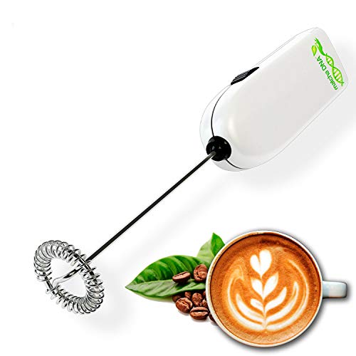 우유커품기 MatchaDNA Milk Frother - Handheld Battery Operated Electric Foam Maker For Bulletproof Coffee Lattes Cappuccino Hot Chocolate Sleek Drink Mixer Round Tip Model 2 Silver 1 Pack
