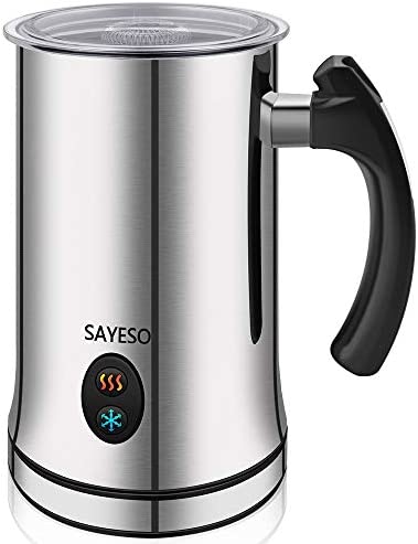 Milk Frother, Electric Milk Steamer with Hot or Cold Functionality, Automatic Milk Frother and Warmer, Silver Stainless Steel, Foam Maker for Coffee, Cappuccino and Macchiato (Silver)