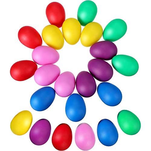 Sumind 24 Pieces Egg Shaker Set Easter Eggs Maracas Eggs Musical Eggs Plastic Eggs for Easter Party Favours Party Supplies Musical Toys, 6 Colors