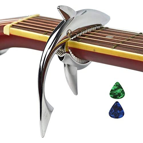 Imelod Zinc Alloy Guitar Capo Shark Capo for Acoustic and Electric Guitar with Good Hand Feeling, No Fret Buzz and Durable(Black)