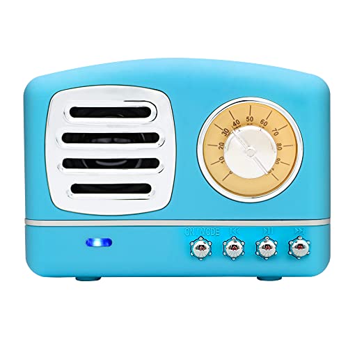 Portable Bluetooth Retro Speaker, Wireless Mini Vintage Speaker with Rich Bass, Stereo, Built-in Mic for Travel, Home,Outdoors (Blue)