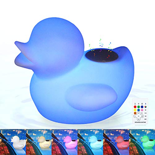 Glowing Floating Pool Lights Bluetooth Speaker with Remote Control Wireless Rechargeable LED Duck Pool Floating Light IP67 with 16 Colors LED Lights