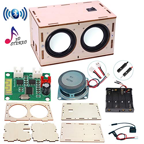 블루투스 스피커 DIY Bluetooth Speaker Box Kit Electronic Sound Amplifier - Build Your Own Portable Wood Case Bluetooth Speaker with Sound - Science Experiment and STEM Learning for Kids, Teens and Adults