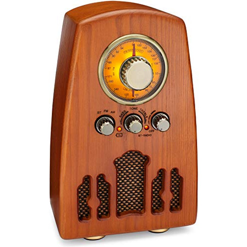 블루투스 스피커 ClearClick Vintage Style AM/FM Radio with Bluetooth - Handmade Wooden Exterior with Classic Retro Look