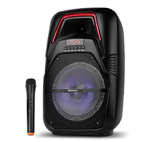 블루투스 스피커 Shinco Portable PA System with Wireless Microphone, Bluetooth Speaker 8-inch Subwoofer, AUX-IN, USB/TF, FM Radio, Remote Control, Rechargeable Battery
