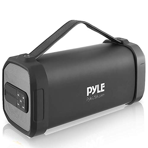 Pyle Wireless Portable Bluetooth Speaker-150 Watt Power Rugged Compact Audio Sound Box Stereo System with Rechargeable Battery, 3.5mm AUX Input Jack, FM Radio, Micro SD and USB Reader-PBMSQG9, Black