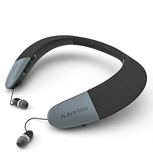 블루투스 스피커 Avantree Torus Wearable Wireless Speaker, Bluetooth 5.0, aptX HD, Low Latency, Personal Neckband Speakers with Retractable Earbuds, Superb Audio Quality, 3D Surround Stereo for Music TV Calls - NB05