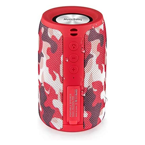 Bluetooth Speaker,MusiBaby Bluetooth Speakers,Outdoor, Portable,Waterproof,Wireless Speakers,Dual Pairing, Bluetooth 5.0,Loud Stereo,Booming Bass,1500 Mins Playtime for Home,Party (Red, M68)