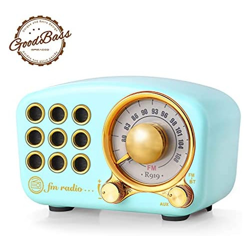 Retro Bluetooth Speaker, Vintage Radio-Greadio FM Radio with Old Fashioned Classic Style, Strong Bass Enhancement, Loud Volume, Bluetooth 5.0 Wireless Connection, TF Card and MP3 Player (Blue)